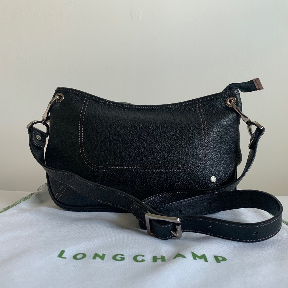 Longchamp Black, Silver Hardware Medium Hobo Bag Purse W/ Dustbag (EUC)